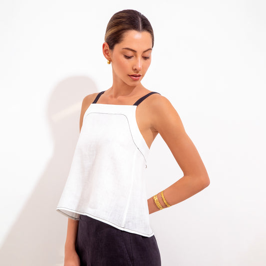Blusa Teresita Natural Y Negra