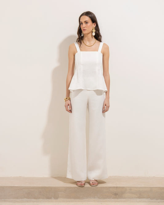Pantalon Elvira Lino Off White