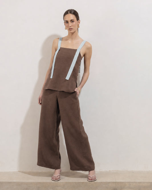 Pantalon Filomena Lino Chocolate