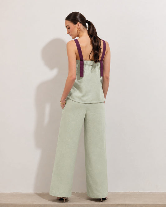 Pantalon Filomena Lino Verde Matcha