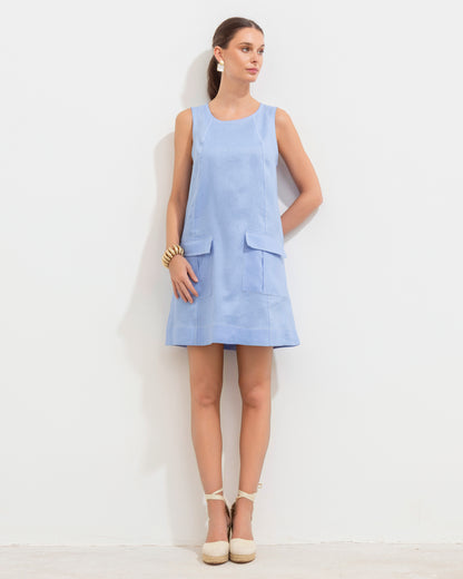 Vestido Marga Lino Celeste