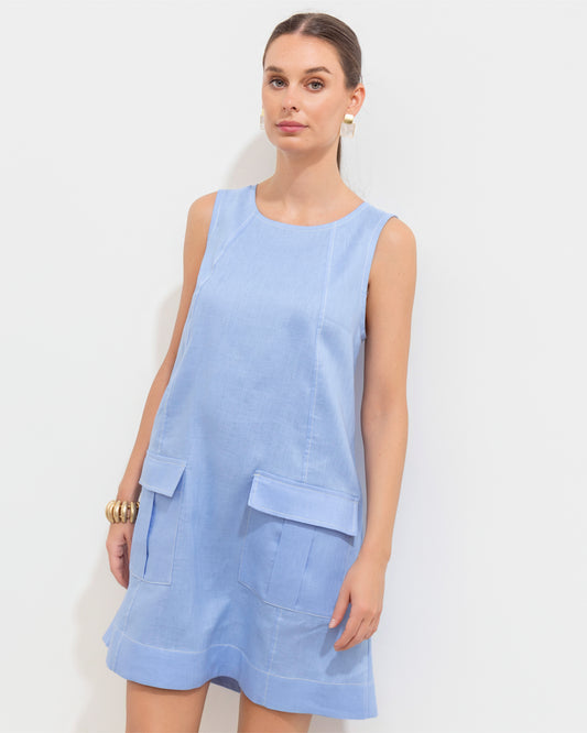 Vestido Marga Lino Celeste