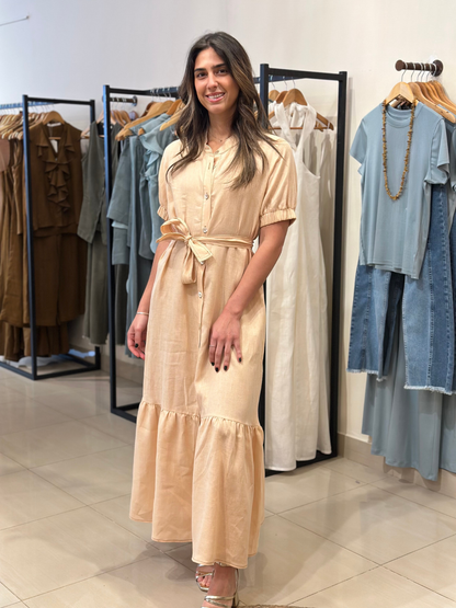 Vestido Mar Lino Beige