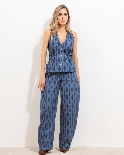 Chaleco Maggy Rombos Azul