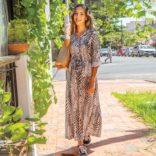 Vestido Camisero M/L lino zebra