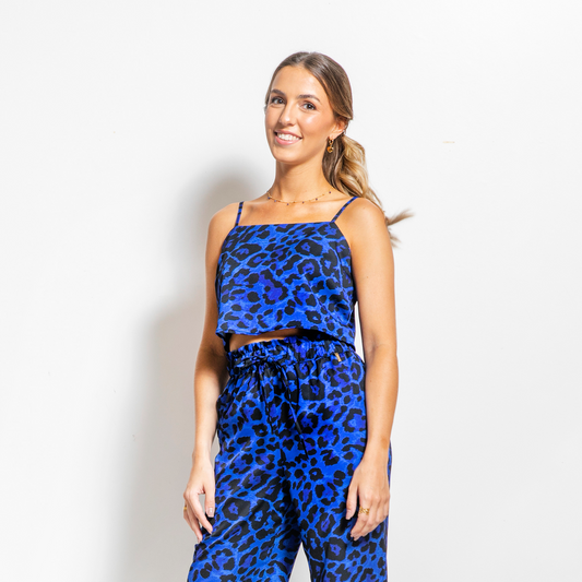 Crop seda an. print azul/negro