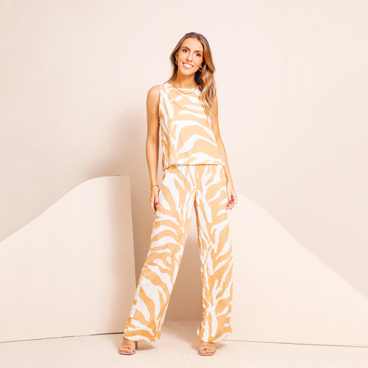 Pantalon Vero Zebra Beige Natural