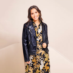 Campera simil cuero negro
