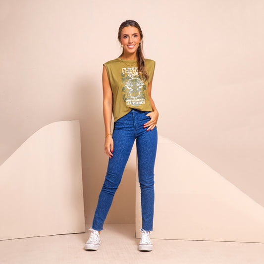 Jeans Skinny An.Print Azul