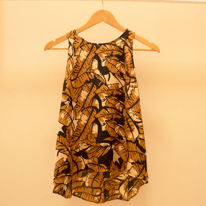 Blusa Sol Seda Ocre/Negro