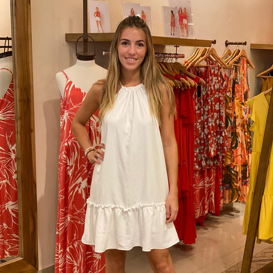 Vestido Flor corto blanco