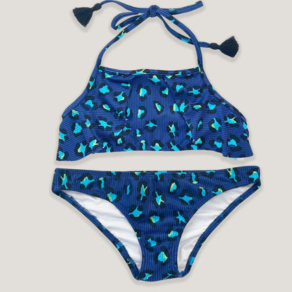 Bikini top animal print azul