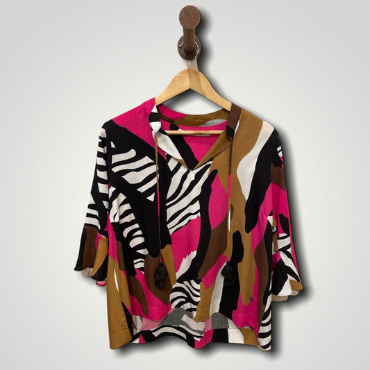 Blusa bohemia estampada fucsia