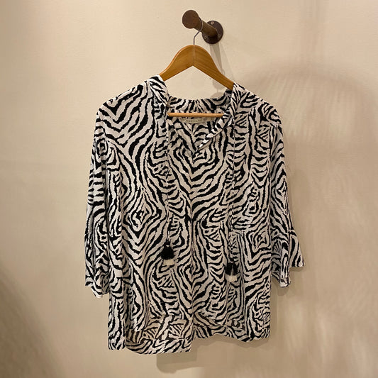 Blusa bohemia zebra negro